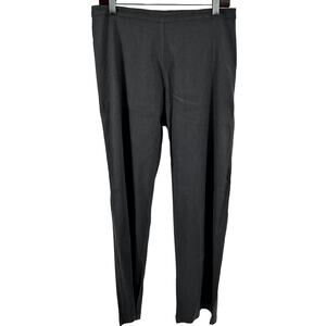 Eileen Fisher Linen Pants Wide Leg Side Zip Button Closure Gray 8 34"x31"